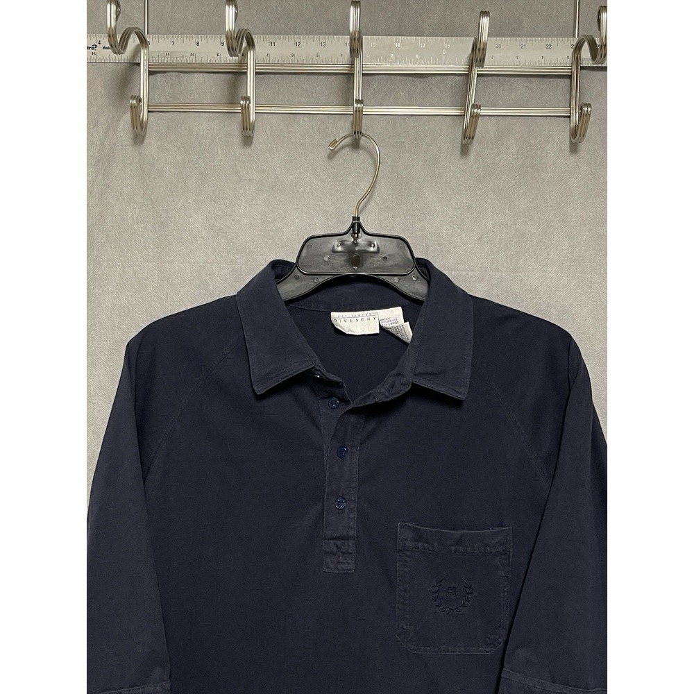 Givenchy Polo Shirt Men L Blue Activewear Embroidered Logo Lightweight Pocket